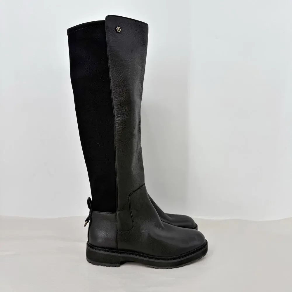 COLE HAAN Womens Greenwich Knee High Boots 6.5 M Black Leather Waterproof NWOB